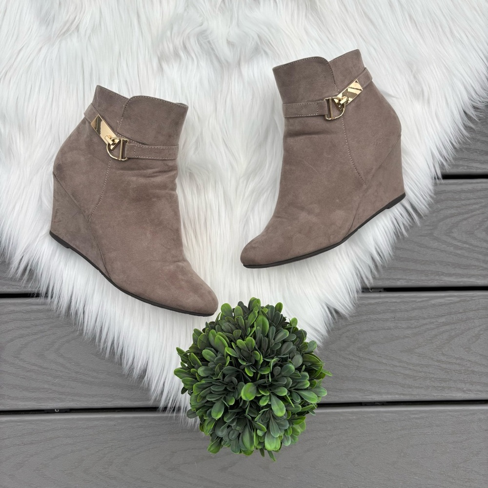 Suede Wedge Ankle Boots